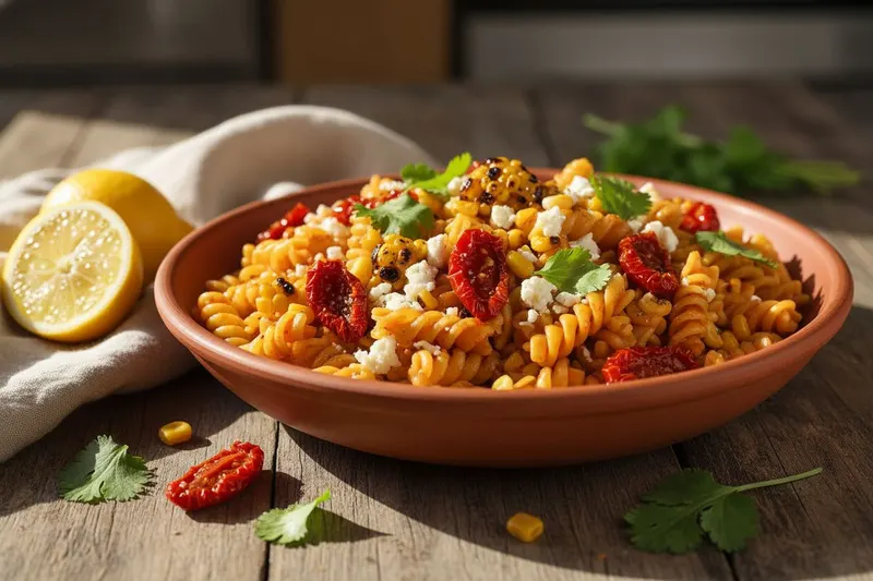 Elotes-pastasalaatti maissilla