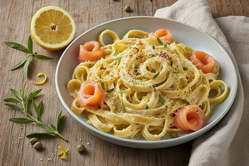 Graavilohipasta sitruunalla ja rakuunalla