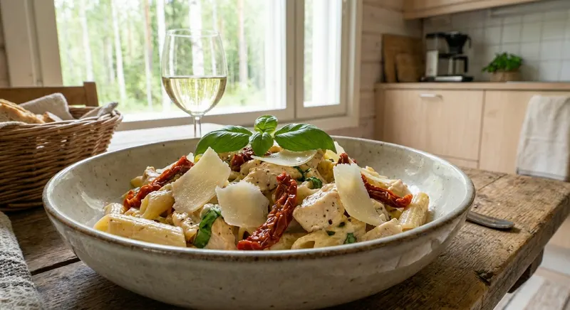 Kanapasta aurinkokuivatulla tomaatilla