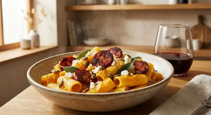 Kurpitsa-chorizopasta