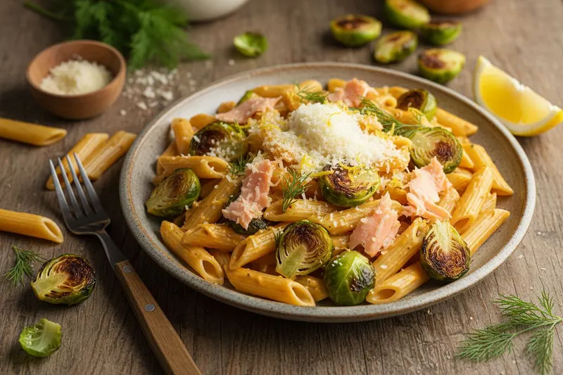Kylmäsavulohipasta ruusukaalilla