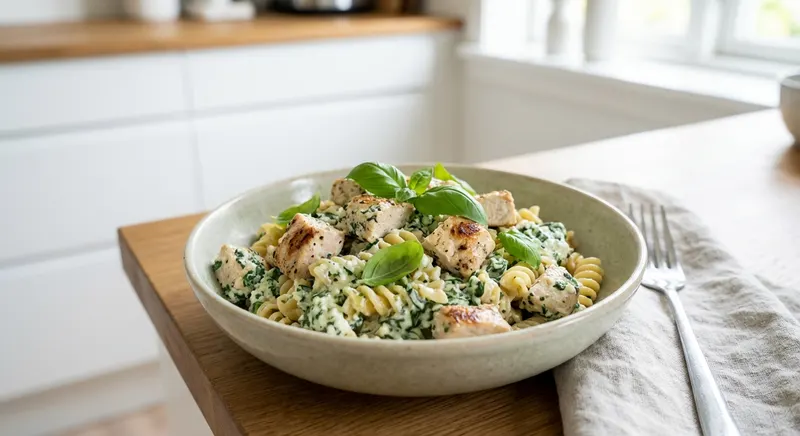 Proteiinirikas pasta raejuustolla