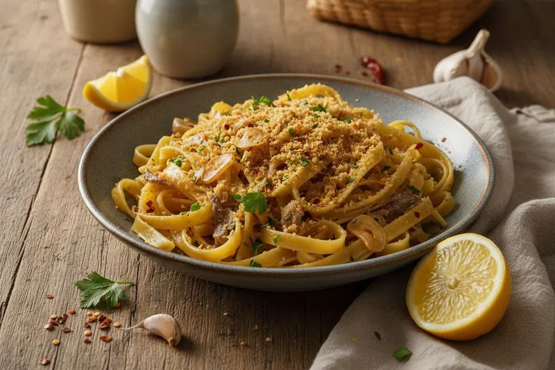 Sardellipasta sitruunalla ja chilillä