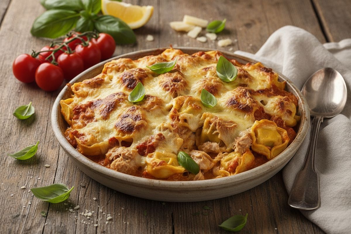 Sitruunainen tonnikala-tortellinivuoka