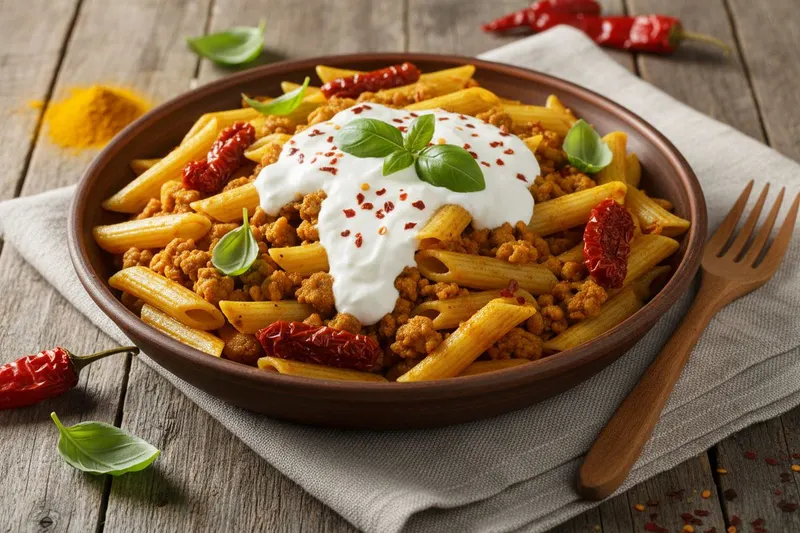 Turkkilainen vegepasta soijarouheesta