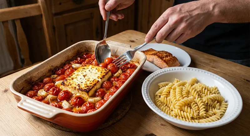 Uunifetapasta lohella