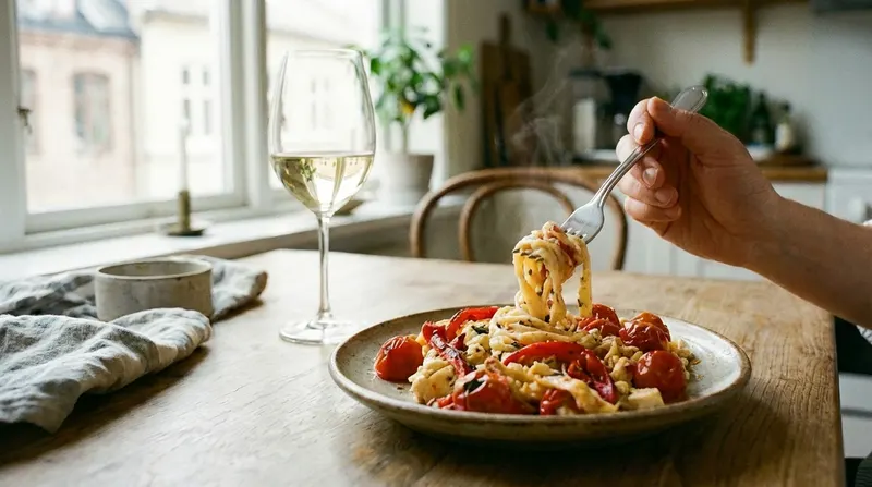Uunifetapasta paprikalla