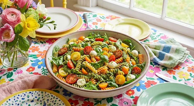 Värikäs pastasalaatti