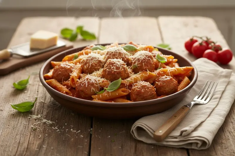 Vartissa valmis lihapullapasta