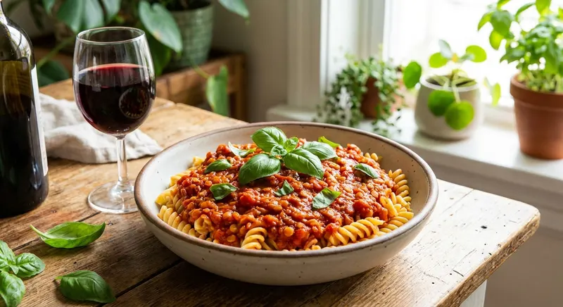 Vegaaninen linssipasta