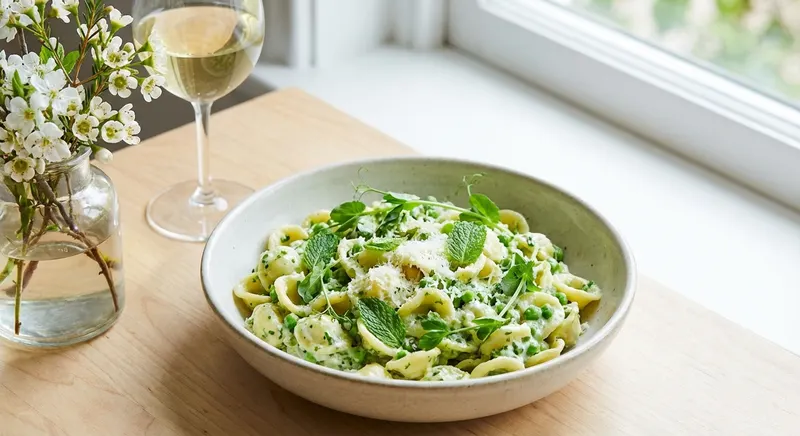 Vihreä minttu-hernepasta